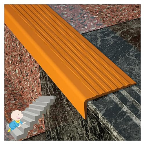 Treppenkantenprofil Kantenschutz Selbstklebende Treppenstufenkantenverkleidung, Gummi-Treppenkante, wasserdichte Treppenkantenabdeckungen, für den Innen- und Außenbereich LLIMEIDP250410(Color:Orange