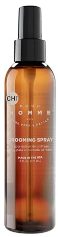 CHI pour Homme Grooming Spray for Men, Hairspray For Creating Long-Lasting Styles, Made With Aloe Vera & Nettle, Fresh, Woody Scent, 6 oz