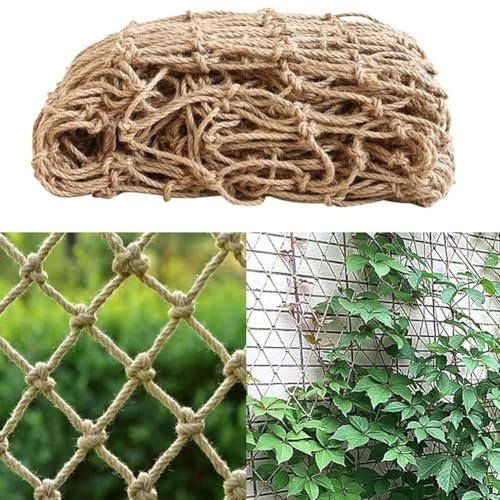 Drhomeam Plant Support Jute Netting, Rope Trellis For Climbing Plants, Decorative Garden Jute Trellis, Bean Netting For Vegetable Growth(2 x 5M)