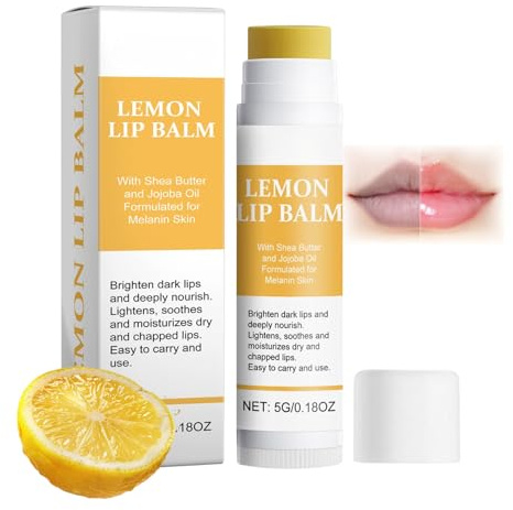 Lemon and Turmeric Lip Lightening Balm for Dark Lips, Effortlessly Hydrating & Brightening Lip Repair Balm, Lip Exfoliator Scrub for Softening & Moisturizing，Pigmentation Corrector