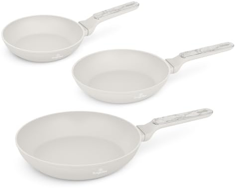 Berlinger Haus Juego de 3 Sartenes Antiadherentes Fabricadas en Aluminio Forjado, para Cocinas de Inducción, 20/24/28 cm, TitanPro, Mango Ergonómico, de la Colección Sahara Marble