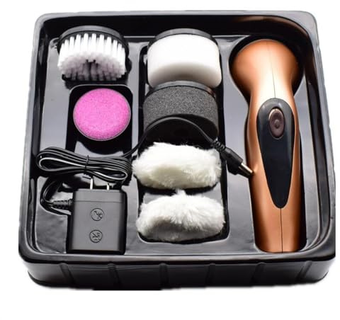 PVGYUJFD Máquinas limpiabotas. Cepillo for Zapatos, pulidor de pies, Cuero for Coche, Dispositivo Cuidado eléctrico(Gold)