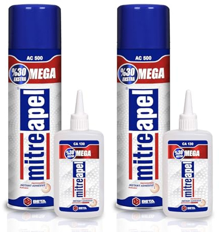 Mitreapel Superka-Kleber (2x130 gr) Mit Sprühkleberaktivator (2x500 ml) - Cyanoacrylat-Kleber Zum Basteln Und Bauen, Packung Mit 2 Stück