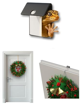 Door Hook Türhaken Schwarz ohne Kleben für Türen mit Falz – Universeller Kranzhalter (Keine Beschädigung der Tür) | Unsichtbarer Haken für Türkränze & Saison-Deko – Einfach zum Einhängen
