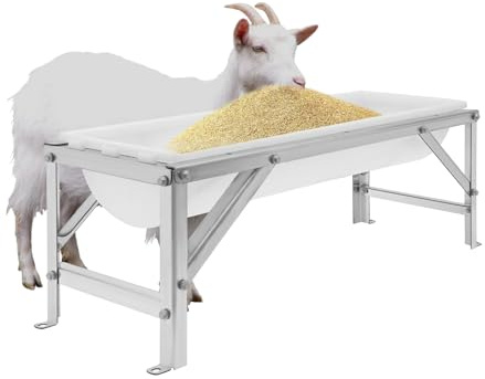 Livestock Feed Trough & Goat Water Trough, 35L/9.25Gal Capacity Long Feeder with Triangular-Structure Stand, Large Capacity Livestock Feeder for Sheep Deer Pigs Horses Cows Farm Use