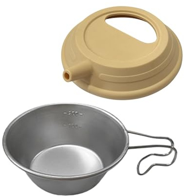 Campingmugg - med vikbart handtag i rostfritt stål och silikonlock - vandringskopp, för utomhusresor kalla drycker kaffe te och matlagning