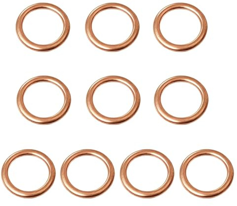 10 Piezas Arandelas De Cobre M16 X 22 Mm, Arandelas Planas Para Tornillo De Drenaje De Aceite, Junta Sellado Para Pernos, Tuercas Y Sistema Combustible, Juego Repuesto Mantenimiento Vehículo
