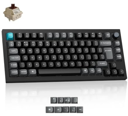Keychron Q1 Ultra 8000Hz Wireless Mechanical Gaming Keyboard, ZMK Bluetooth/2.4 GHz/Wired (8K of 2.4GHz/Wired), RGB Hot-Swappable Brown Tactile Switch for Mac Windows Linux (75% UK Layout) - Black