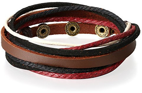 JewelryWe Schmuck WICKELARMBAND Serie, Leder geflochten Armband Armreif Surfer Surferarmband für Herren Damen #5
