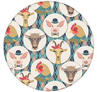 Coole Tapete in hellblauFunny Portrait Gallery mit lustigen Tieren auf Schotten Karo angepasst an CMYK Wandfarben - Vliestapete Tiere GMM Design Wandtapete (H: 1,5m B: 46.5cm)