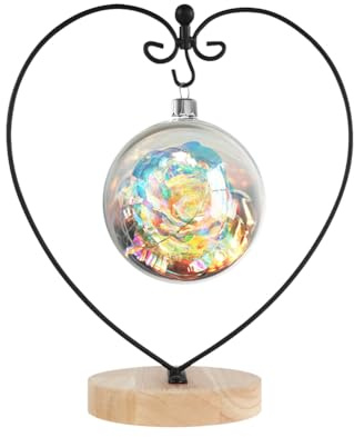 Fosinz Ornament Display Stand - Holz Eisen Hängende Stand Pflanzen Halter für hängende Glas Globe Air Plant Terrarium, Ball, Christbaumkugel & Home Wedding Dekoration (Herz-rund)