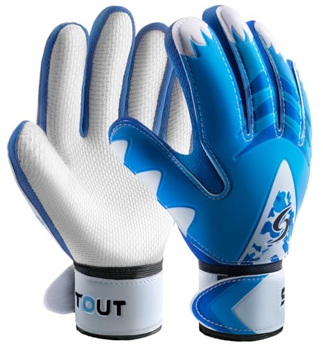Sportout guanti da portiere per bambini,ragazzi e ragazze, guanti da allenamento con doppia protezione per il polso e materiale antiscivolo in lattice resistente allusura