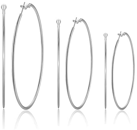 925 Sterling Silber Ohrringe Creolen, Dünne Große Creolen Ohrringe Silber, Hypoallergen Creolen Ohrringe Silber für Damen