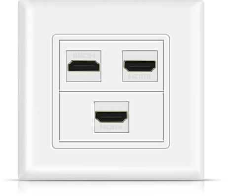 TNP HDMI Wanddose - 3-Fach Dose, Unterputz-/Aufputzdose, Buchse zu Buchse - Für 4K 2160p UHD HDTV 3D Full HD Ethernet LAN Kabel, Fernseher, Projektor - Weiß