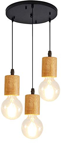 Mengjay Trade E27 Lampada a Sospensione Industriale Moderno Sospensione Lampade e Lampadari Moderni Creativo Plafoniera Lampadario Moderno Legno Illuminazione a Sospensione Lampadario