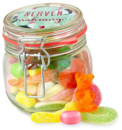 Kleines Nervennahrung Glas – toller Süßigkeiten-Mix, süße Geschenk-Idee für Familie und Freunde, 320 g