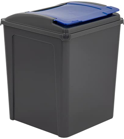 M1SS 50L Litre Plastic Indoor, Outdoor Recycle Recycling Waste Bin, Slimline Bin with Lid for in the Home/Kitchen - Made in UK (Blue)