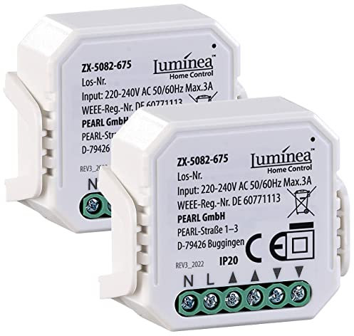 Luminea Home Control Rollo Steuerung: 2er-Set WLAN-Unterputzmodule für smarte Rollladen, App & Sprachbefehl (Rolladenschalter WLAN, WLAN Modul, Rollladenaktor)