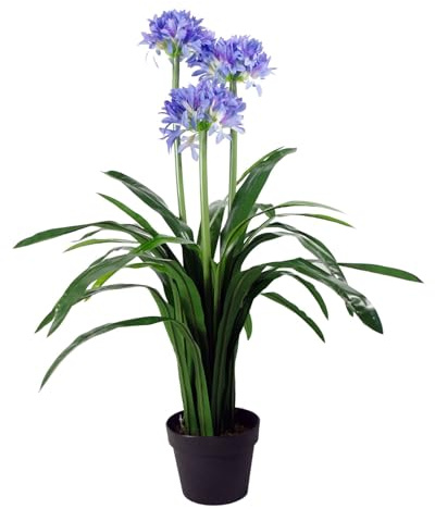 Leaf Design UK Realistic Artificial Blossom Tree, Agapanthus Flower Blue, 90cm