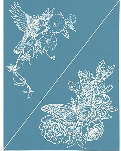 BYNYXI Schmetterling Siebdruck Schablonen, Wiederverwendbare Selbstklebende Siebdruck Schablone Schmetterling Schablonen Blumenmotive Malerei Schablonen zum Malen Wand und Heimtextilien-11x8.5 Zoll