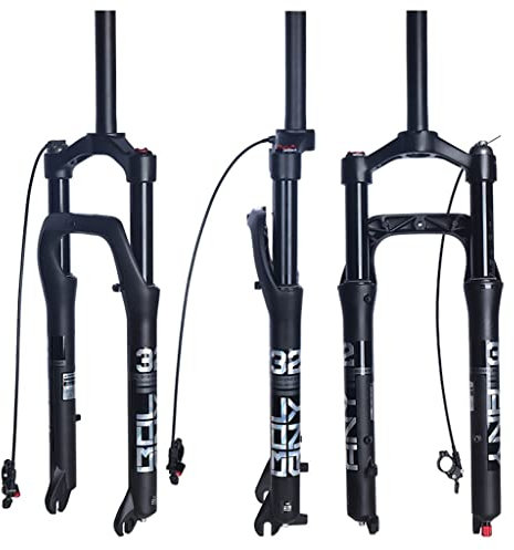 TISORT Snow Beach Fahrrad Federgabel 26 Zoll 4.0 Reifen Fett Fahrrad Luftgabel Federweg 115mm 1-1/8 Scheibenbremse QR 135mm Einstellbarer Rebound (Color : Linear Remote)