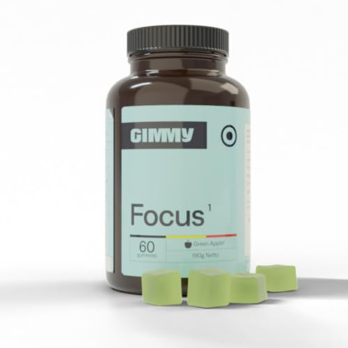 GIMMY Focus Gummies – Nahrungsergänzungsmittel für mehr Konzentration mit Panax Ginseng, L-Tyrosin, Ashwagandha, Vitamin B11, B12 und B6 – vegan, zuckerfrei und glutenfrei (60 Stück)