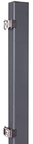 Alberts 677992 Zaunpfosten mit Platte und Klemmlasche | feuerverzinkt, anthrazit kunststoffbeschichtet (RAL 7016) | Länge 700 mm | 60 x 40 mm
