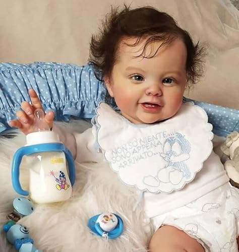 KIGKYO 23 Zoll 60CM Reborn Baby Junge Lebensechte Puppe Echt Aussehende Babypuppen Schlafendes Newborn Baby Puppe Mit Weicher Körper