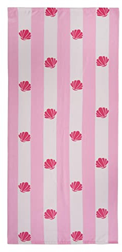 DREAMSCENE Schnell trocknendes Mikrofaser-Strandtuch, Schwimmbad, Reisehandtuch, Kinder, Erwachsene, Muscheldruck, 71 x 152 cm
