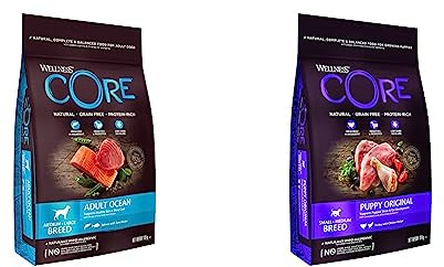 Wellness CORE Adult Ocean, Hundefutter trocken für gesunde Haut & glänzendes Fell & Puppy Original, Welpenfutter trocken für kleine & mittelgroße Welpen