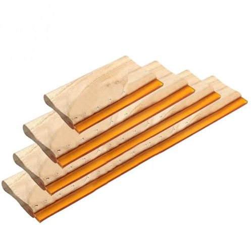 4 Sizes (10cm-30cm)3.9-11.8 Inch, Flat Rubber Blade Screen Printing Squeegee, Wooden Handle Ink Scraper for DIY Art Craft Silk Stencil, Heavy Duty Scrubber
