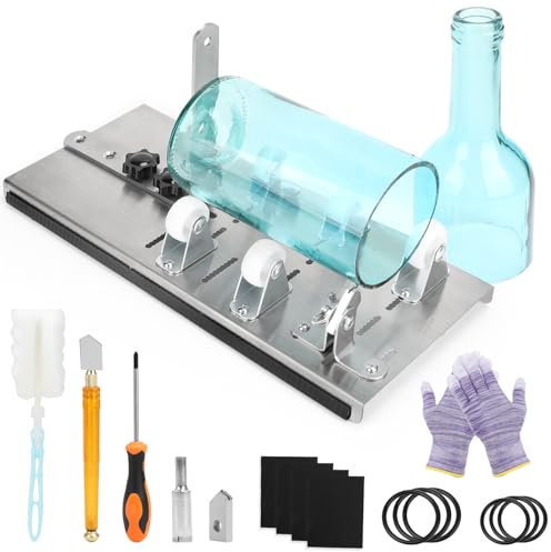 SWAWIS Glasschneider für Flaschen Flaschenschneider Glasschneider Premium Glasflaschenschneider für DIY Lampen, Kerzenständer mit Sicherheitshandschuhen & Zubehör