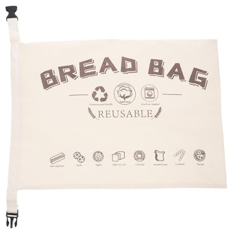 DECHOUS Sacchetto Per Conservare Pane Con Fibbia a Sgancio, in Cotone 100% Riutilizzabile, Borsa Per Panetteria Bianca Per Panificio, Feste e Casa, Sacchetti Per Pane a Cassetta, Confezione Singola