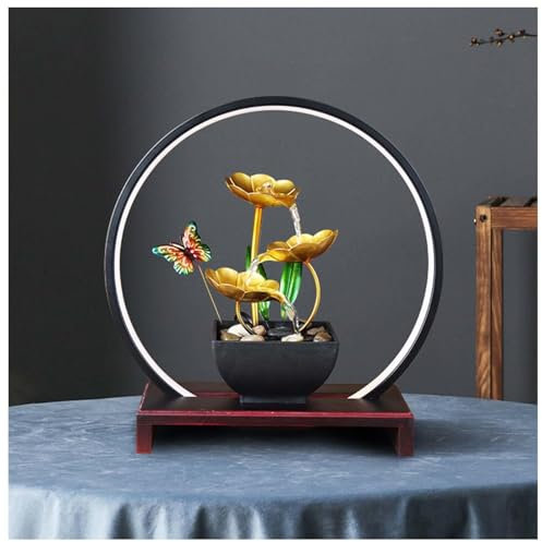 Fontana Zen Ci Sono Dei Ciottoli ， Fontana Zen Connessione USB ， Fontana Da Giardino Ottimo per La Meditazione,Butterfly-withlight