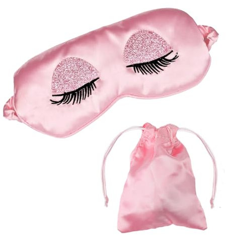 Rumgug Mascherina per Dormire Seta, Maschera per Dormire in Raso Traspirante Maschera per Gli Occhi, Morbida con Cinturino Elastico Maschere di Sonno da Viaggio per Gli Occhi in Pura Seta per Ragazze