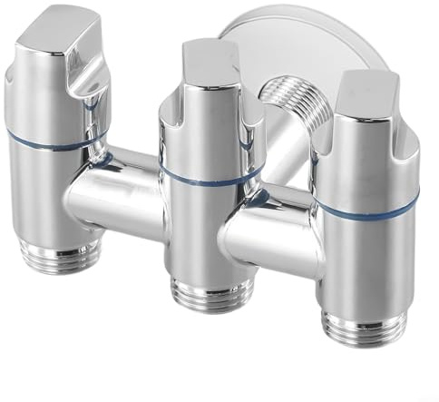 Triple robinet d'eau, entrée et vanne d'angle à trois sorties, vanne de dérivation multifonction à trois voies (argent)