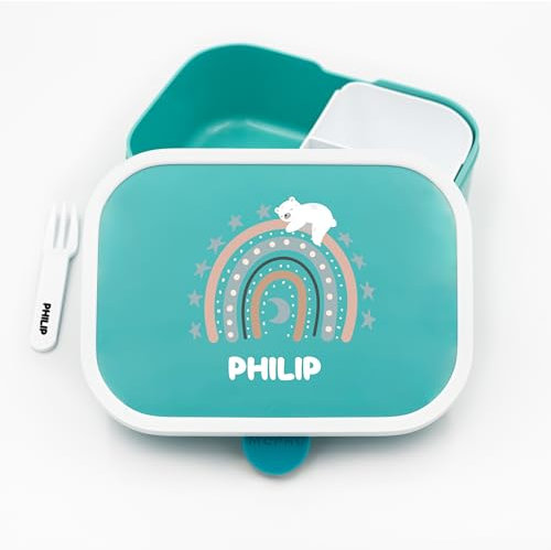 Campus Bento Box Brotdose für Mepal Regenbogen - Lunchbox Kinder mit Trennwand Name, Kindergarten, Schule - Alles für den Schulanfang - Personalisierte Brotdose Kinder - Brotdose mit Namen - Junge