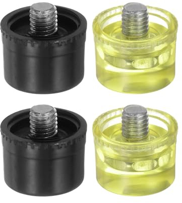 QUARKZMAN 2Set Hammer Ersatzköpfe 25mm/1 Durchmesser Doppelseitiger Kunststoff & Polyurethan Schonhammer Zubehör für Lederhandwerk Holzbodeninstallation, Schwarz Gelb