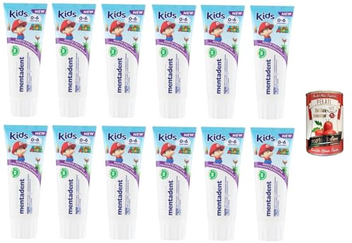 Mentadent Dentifricio Kids 0-6 anni Zahnpasta für Kinder 12x75ml + Italian Gourmet polpa 400g