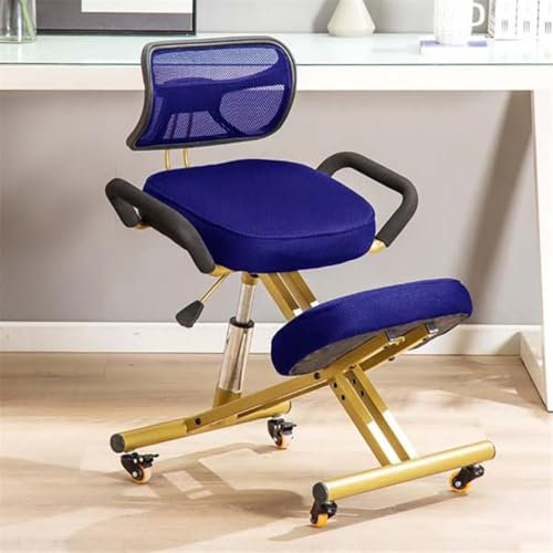 Ergonomischer Kniestuhl Kniehocker mit Rückenstütze – hoch verstellbarer Hocker mit Rolle für Zuhause und Büro – verbessern Sie Ihre Haltung mit abgewinkelten Sitzen, bequeme Kissen