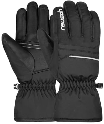 Reusch Alan Junior, guanti da sci invernali, caldi, antivento e traspiranti, per bambini, ragazzi, ragazze, ragazzi, per una vestibilità perfetta, colore nero e bianco, 3