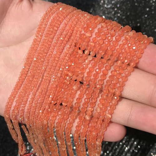 Wholesale Faceted 2mm 3.0mm Natural Stone Beads Small Shiny Cat Eye Gem Loose Beads for Jewelry Making Bracelet Necklace Supplies-Orange red-2mm About 172pcs