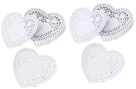 CONGARTENO 500stücke Herzförmige Tortenspitze Weiße Papieruntersetzer Für Hochzeiten Partys Kuchen Und Dekoration Ölfest Doilies Für Backwaren Und Desserts