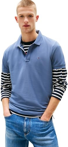 Tommy Jeans Hombre Polo Manga Corta Slim Placket Slim Fit, Azul (Blue Moment), S