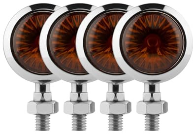 LIJHGFFA Intermitentes Moto homologados Indicador De Señal De Giro De Motocicleta Retro Intermitentes Moto(4PCS Chrome)