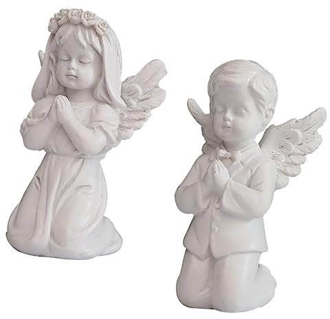 IMIKEYA 2stücke Harz Engel Dekor Figuren Zarte Heimwerker Ornament Desktop Verzierung Für Wohnzimmer Fensterbank Geschenk