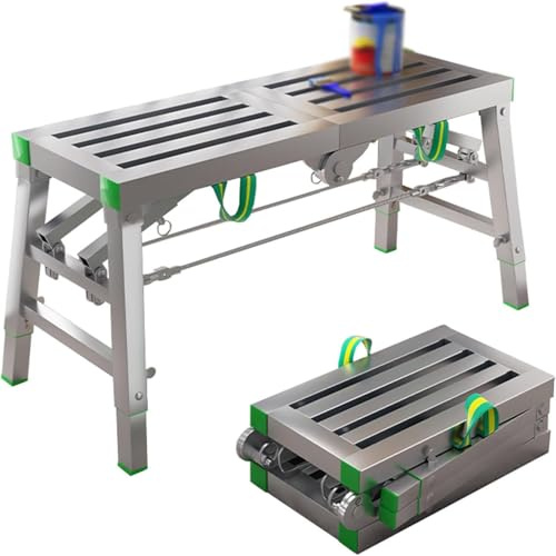 Andamio Multifunción De Aluminio, Andamio De Trabajo Plegable De Alta Resistencia, Carga Máxima De 880 Libras, Para Lavado De Automóviles, Poda De Jardines,37cm-180cm(90-147cmAdjustableHeight)