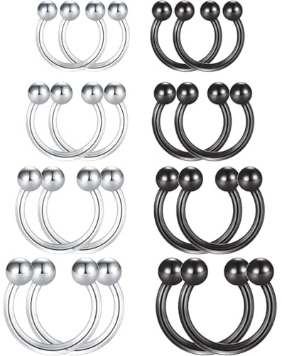 TPZORJX piercing nariz,16G Caballo septum Piercing Septum Acero Inoxidable Piercing Nariz Septum Nose Ring Septum Piercing Helix Cartilago Oreja Diámetro 6-12MM Septum Piercing