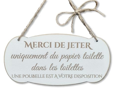 PlaqueMarket | Panneau de Fosse Septique | Plaque de Règles de Toilette, Papier toilette uniquement, Pancarte de WC en Bois Invité Suspendre