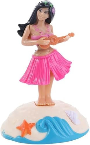 Wyjuan Pink Solar Powered Dancing Girl Swinging Hawaiian Girl Grass Skirt Swing Shaking Head Doll Car Dashboard Dancing Figure Solar Dancing Figurines Desktop Ornaments Solar Powered Toys